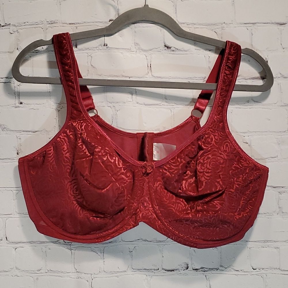 Breezies wild rose seamless underwire support bra in burgandy 46D